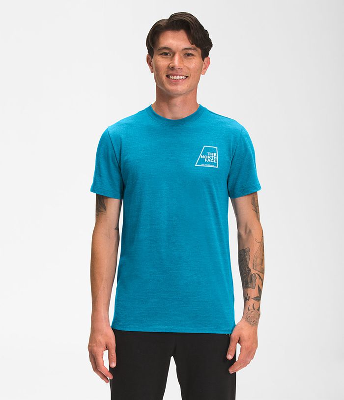 Camiseta The North Face Hombre Azules Manga Corta Logo Marks Tri-Blend 01243HYLE